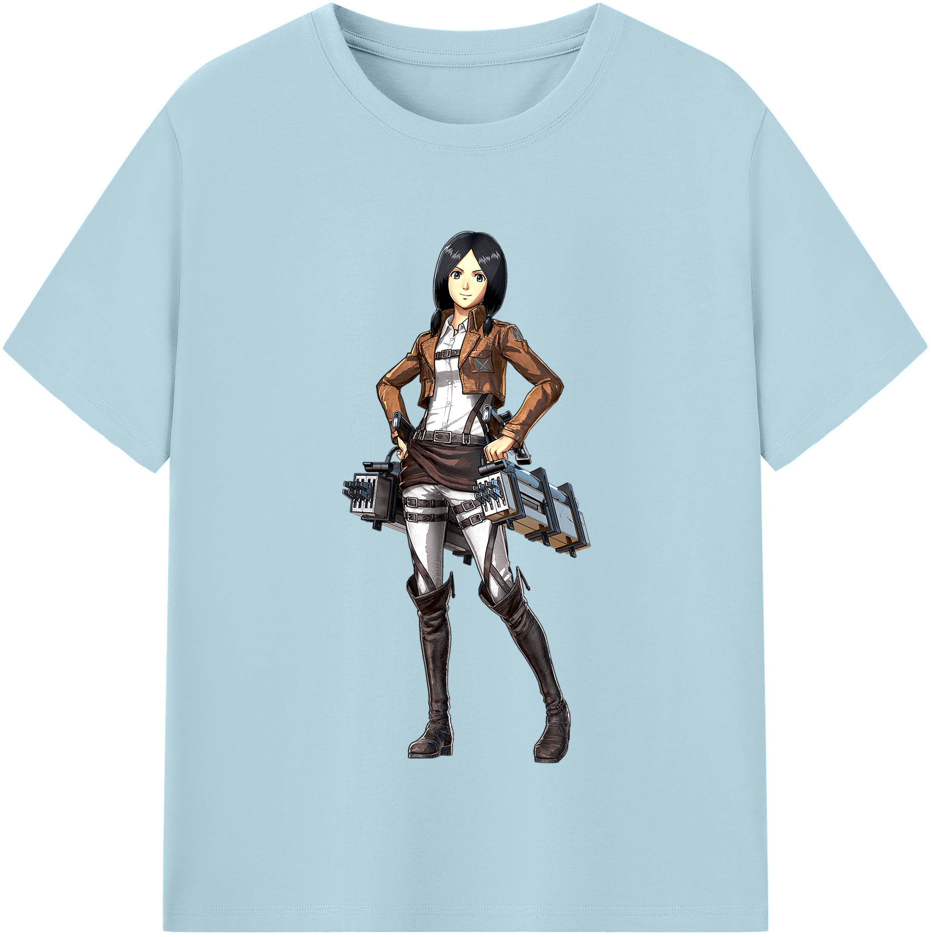 （画像用） 進撃の巨人 ミカサ·アッカーマン Attack on Titan Mikasa Ackerman 綿100％半袖Tシャツ（フロントプリント）